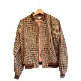 Giacca marrone Manoush T.36 in seta e viscosa con strass Altro