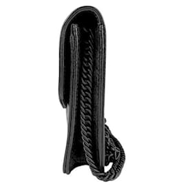 Balenciaga-Balenciaga Black Leather Chain Shoulder Wallet-Black