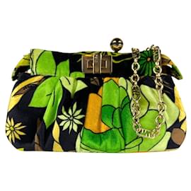Fendi-Fendi Green Velvet Shoulder Bag-Green