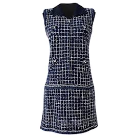Chanel-Chanel Graffiti Collection Navy Tweed Dress 48 FR-Navy blue