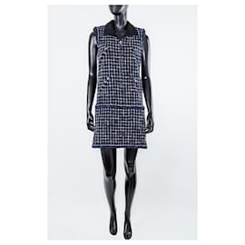 Chanel-Chanel Graffiti Collection Navy Tweed Dress 48 FR-Navy blue