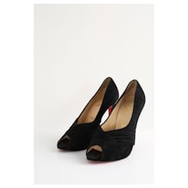 Christian Louboutin-Suede heels-Black