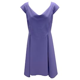 Autre Marque-Chiara Boni La Petite Robe Lilac Short Sleeved Flared Nylon Stretch Dress-Purple