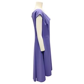 Autre Marque-Chiara Boni La Petite Robe Lilac Short Sleeved Flared Nylon Stretch Dress-Purple
