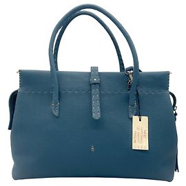 Henry Béguelin Bolsa Alessia em couro de bezerro granulado azul Army de Henry Beguelin Azul