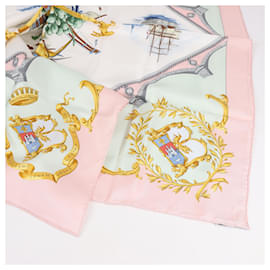 Hermès-Hermès Carré 90 "BORDEAUX PORTE OCEANE" 100% Silk Scarf in Pink-Pink