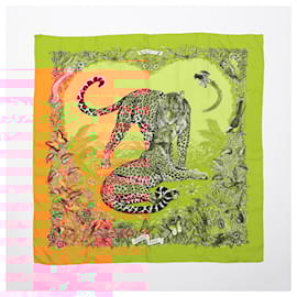Hermès-Hermès Carré 90 "JUNGLE LOVE" 100% Silk Scarf in Orange-Orange