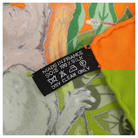 Hermès-Hermès Carré 90 "JUNGLE LOVE" 100% Silk Scarf in Orange-Orange