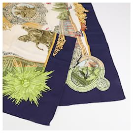Hermès-Hermès Carré 90 "SANSSOUCY" 100% Silk Scarf in Navy Blue-Navy blue