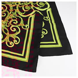 Hermès-Hermès Carré 90 "LES TUILERIES" 100% Silk Scarf in Black x Gold-Black