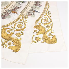 Hermès-Hermès Carré 90 "LA PROMENADE DE LONGCHAMPS" 100% Silk Scarf in Ecru-Cream