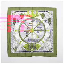 Hermès-Hermès Carré 90 "VIVE LE VENT" 100% Silk Scarf in Red-Red