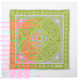 Hermès-Hermès Carré 90 "DONNER LA MAIN" 100% Silk Scarf in Orange-Orange