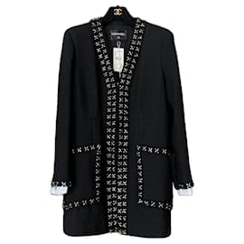 Chanel-12K$ New Paris / Cosmopolite Studded Black Tweed Jacket-Black