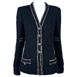 Chanel Iconic Paris / Shanghai Black Tweed Jacket Black