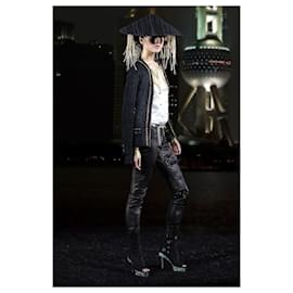 Chanel-Iconic Paris / Shanghai Black Tweed Jacket-Black