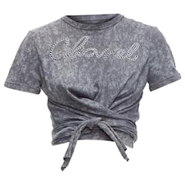 Chanel-Chanel rope logo embroidery tie cropped tshirt-Grey
