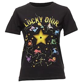 Dior-DIOR Lucky Dior yellow logo astrology star bee print crew neck tshirt XS-Black