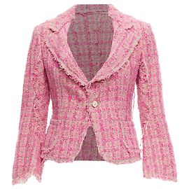 Veste ajustée cropped en tweed déchiré Junya Watanabe Rose
