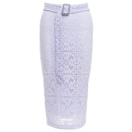 Falda lápiz de mezcla de algodón con cinturón de encaje Burberry Púrpura