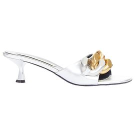 Stella Mc Cartney Mule kitten in tessuto chunky con catena Falabella 50 di Stella McCartney Argento Metallico