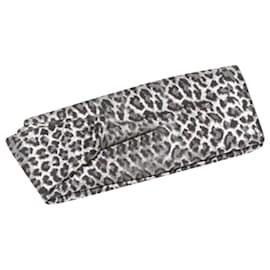Christian Louboutin-Christian Louboutin Aionod silver leopard asymmetrical bow elongated clutch-Silvery,Metallic