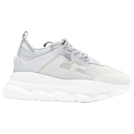 Versace-Versace Chain Reaction Reflective Silver Crystal Rhinestone sneaker-Silvery,Metallic