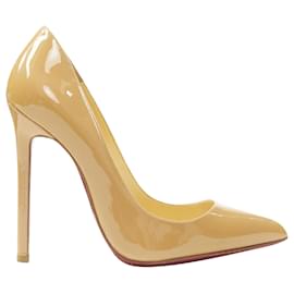 Christian Louboutin-Stiletto pointu en cuir verni Pigalle de Christian Louboutin-Marron,Beige