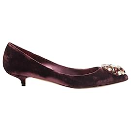 Dolce & Gabbana-Dolce & Gabbana velvet crystal toe pumps-Purple
