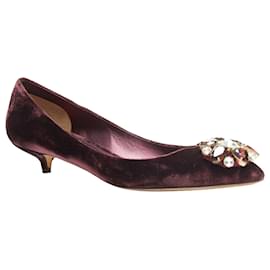 Dolce & Gabbana-Dolce & Gabbana velvet crystal toe pumps-Purple