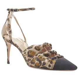 Aquazzura-Aquazzurra leopard trio bow ankle strap toe cap high heel pump-Brown