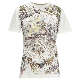 Dior-Christian Dior Cotton Linen Brutal Journey Of The Heart Crew Tshirt-White,Cream