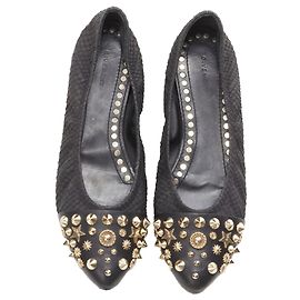 Sapatilhas de balé com bico em couro e tachas em estrela Givenchy Riccardo Tisci Preto