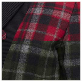 Kris Van Assche-KRIS VAN ASSCHE Red virgin wool checkeRed cotton trim bomber-Red