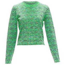Suéter cropped em jacquard com logo neon Anagram Loewe Verde
