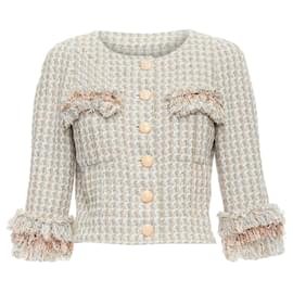 Chanel-Chanel Rose Garden Lesage Tweed Ruffle Detail Cropped Jacket-Multiple colors
