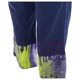 Dior-Dior indigo rainbow tie dye hem wide leg cropped jeans-Blue