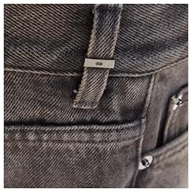 Dior-Dior washed denim high rise dart pockets wide cropped jeans-Grey
