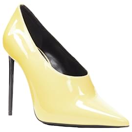 Saint Laurent-Saint Laurent cream patent leather point toe low vamp bootie-Brown,Beige