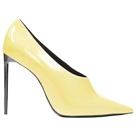 Saint Laurent-Saint Laurent cream patent leather point toe low vamp bootie-Brown,Beige