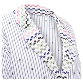 Chanel-Chanel multicolor tweed CC logo stripe short sleeve jacket-White