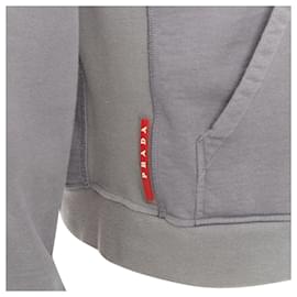 Prada-Prada Line Rossa cotton Red sports logo hoodie-Grey