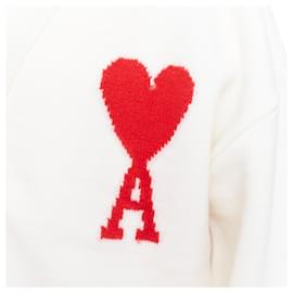 Ami-Ami De Coeur cream virgin wool heart logo buttoned cardigan-White,Cream