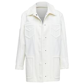 Fendi-Fendi cream debossed trompe loeil pockets denim trucker jacket-White,Cream