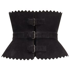 Alaïa Ceinture statement en cuir suédé à larges scallops d'Azzedine Alaia Noir