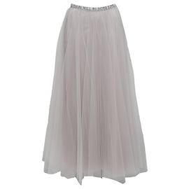 Valentino Garavani Saia de tule com cintura de contas Valentino There Will Be More Love Cinza