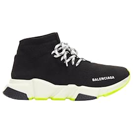 Balenciaga-Balenciaga Speed neon logo sock sneakers-Black
