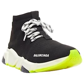 Balenciaga-Balenciaga Speed neon logo sock sneakers-Black