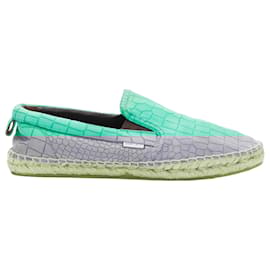 Jimmy Choo-Jimmy Choo Vlad embossed scaled leather espadrilles-Green
