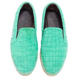 Jimmy Choo-Jimmy Choo Vlad embossed scaled leather espadrilles-Green